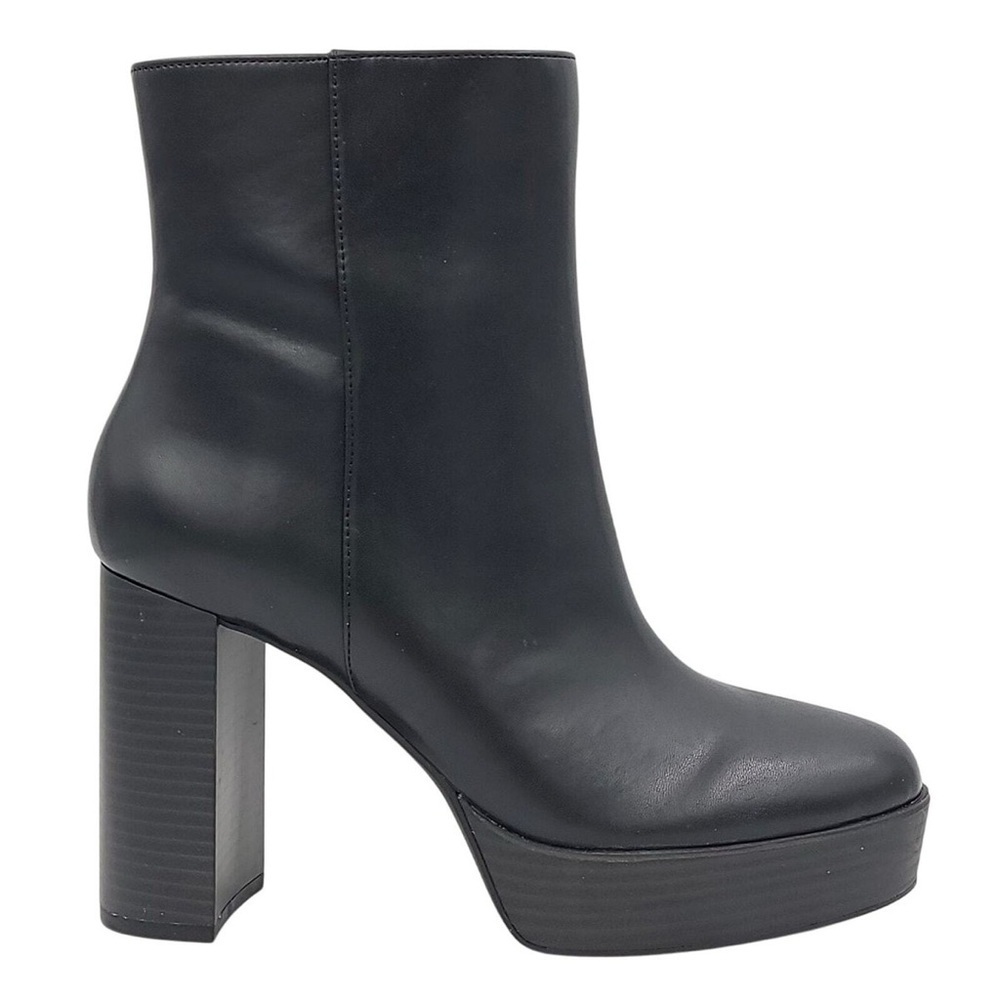 Alfani Galsuenda Platform Black Smooth Heeled Ankle Boots Sz 6.5 BNWB - Picture 2 of 9